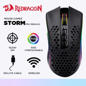 MOUSE GAMER REDRAGON STORM PRO M808-KS Wireless, BLACK