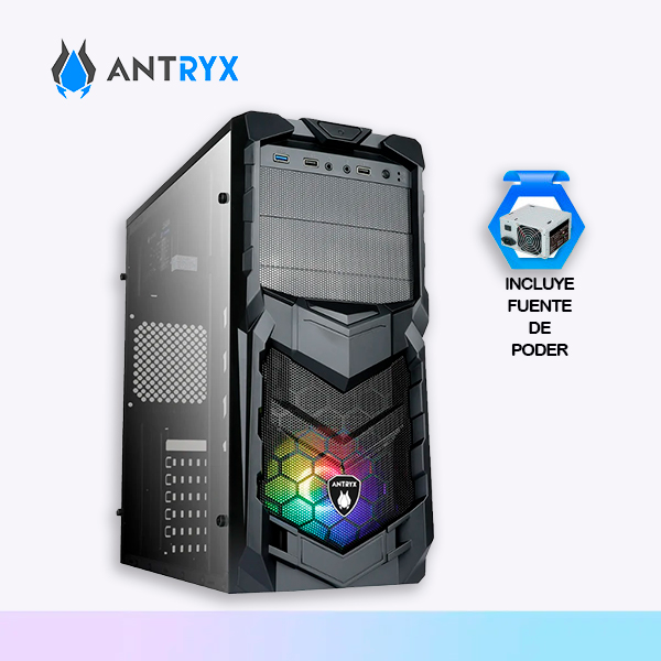 CASE C/FUENTE ANTRYX ELEGANT 670 BLACK / 350W / FAN X1 RGB