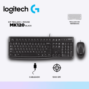 KIT LOGITECH TECLADO + MOUSE MK120 USB SP BLACK (PN920-004428)