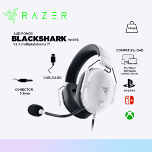 AUDIFONO C/ MICROF. RAZER BLACKSHARK V2 X MULTIPLAFORMA 7.1 WHITE