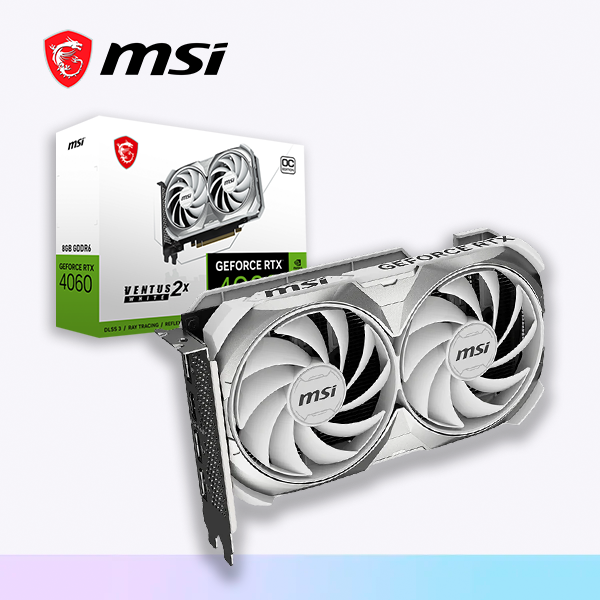 TARJETA GRAFICA MSI RTX 4060 8GB WHITE VENTUS GDDR6 FANS X2