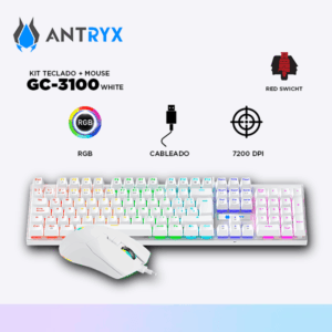 KIT GAMING TECLADO + MOUSE ANTRYX GC-3100 WHITE RED SWITCH