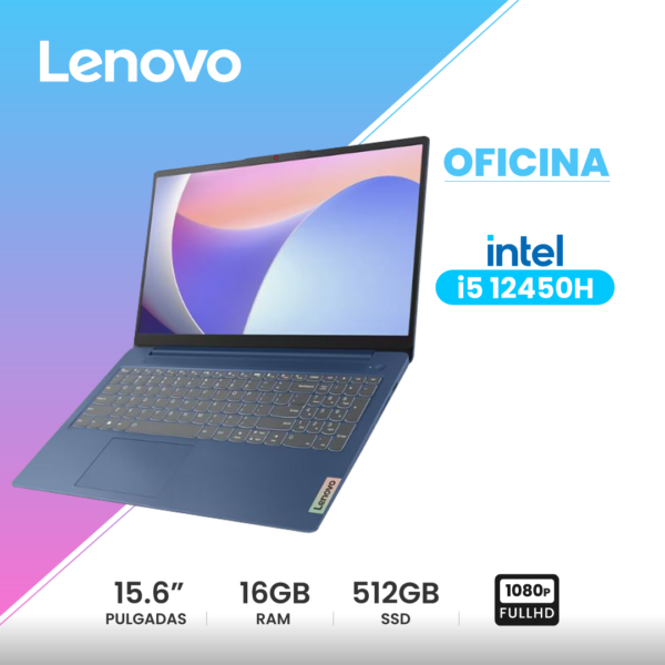 LAPTOP-NOTEBOOK LENOVO IDEAPAD SLIM 3 15IAH8 / 15.6" INTEL-I5-12450H 4.4Ghz / RAM LPDDR5 16GB 4800MHZ / SSD 512GB M.2 PCIE 4.4 / FULLHD / TN /FREEDOS
