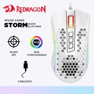 MOUSE REDRAGON STORM ELITE M988W-RGB WHITE