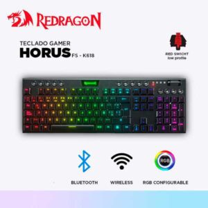 TECLADO REDRAGON HORUS FS K618-RGB-SP black RED SWITCH WIRELESS