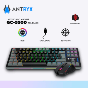 KIT GAMING TECLADO MECANICO + MOUSE ANTRYX GC-5500 RED SWITCH (AGC-5500KRE-SP)