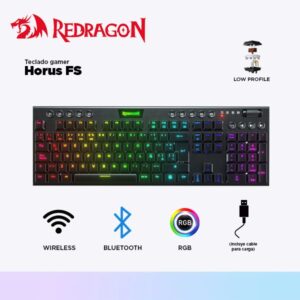 TECLADO MECANICO Redragon HORUS FS Cableado, Spanish K619-RGB-SP BLACK RED SWITCH