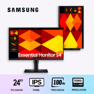 MONITOR GAMER SAMSUNG 24" S4 IPS/100HZ/FULLHD/PLANO/ PIVOT/ HDMI (LS24D400GALXPE)