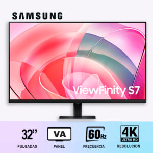 MONITOR SAMSUNG ViewFinity 32" S7 4K/PLANO/ VA/ 60HZ /HDR/ HDMI / DP ( LS32D700EALXPE)