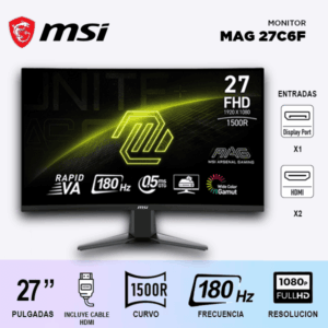 MONITOR GAMER MSI MAG 27C6F 27" / 180HZ/ CURVO/ FULLHD/ VA