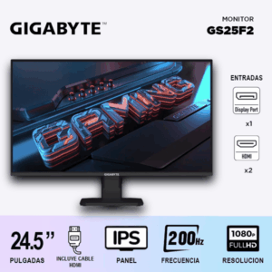 MONITOR GAMING GIGABYTE GS25F2 24.5" / 200hz/ IPS/ FULLHD/ PLANO / 1ms