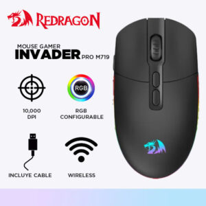 MOUSE REDRAGON INVADER PRO M719RGB WIRELESS BLACK
