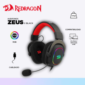 AUDIFONO REDRAGON ZEUS X BLACK H510 -RGB cable