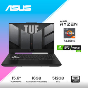 LAPTOP - NOTEBOOK ASUS 15.6" IPS - FULLHD  / RYZEN 7 743HS hasta 4.5Gb / RTX 2050 4GB/RAM 16GB DDR5 4800MHZ SODIMM/ SSD 512GB M.2 PCIe. 4.0/ FA506NFR-HN014