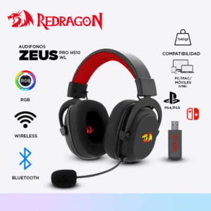 AUDIFONO REDRAGON ZEUS PRO RGB H510-WL WIRELESS BLACK
