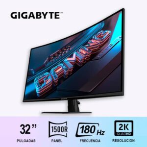 MONITOR GAMER GIGABYTE GS32QCA 32" / 2K/ 180HZ/ CURVO/ 1MS/ VA
