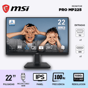 MONITOR MSI PRO MP225 22" /100HZ/ IPS/ FULLHD/ PLANO/ 1MS