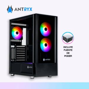 CASE C/FUENTE B500W ANTRYX RX‐240, RGB FAN X3, VIDRIO TEMPLADO