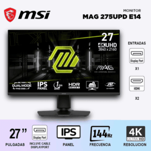 MONITOR MSI 27" 4K UHD PANEL IPS DUAL MODE 144HZ/288HZ - MAG 275UPD E14