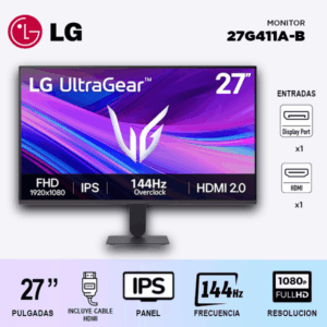 MONITOR GAMER LG 27G411A-B 27"/ 144HZ/ IPS/ FULLHD/ PLANO