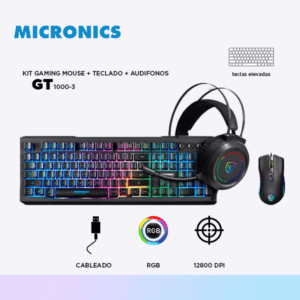 KIT GAMER PLAYER 3 MICRONICS GT1003 TECLADO + MOUSE+ AUDIFONO