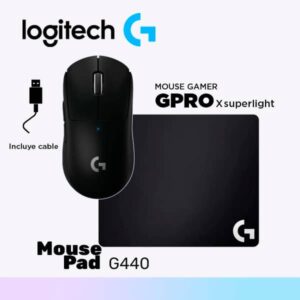 Combo 1 (Mouse LOGITECH G PRO X SUPERLIGHT WIRELESS LIGHTSP + MOUSEPAD LOGITECH G440 HARD MEDIUM BLACK )