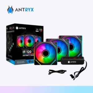 FAN CASE KIT X3 ARGB 120MM ANTRYX IF-120 INFINITY BLACK, CONTROLADOR