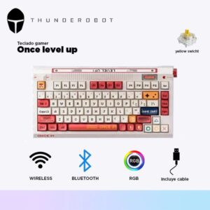TECLADO THUNDEROBOT ONCE LEVEL UP/ al 80% - Switch Amarillo/  Inalambrico (Triple Conexión)
