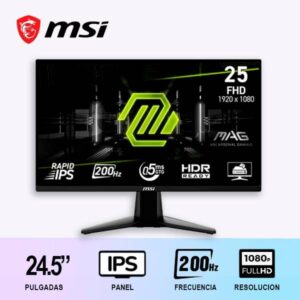 MONITOR GAMER MSI MAG 255F E20  24.5"/ IPS/ 200HZ/ FULLHD/ PLANO