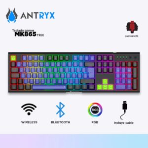 TECLADO MECANICO INALAMBRICO ANTRYX MK865 TRIX, RED SWITCH (AMK‐ 865TXKRE‐SP)