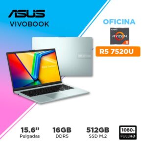LAPTOP ASUS E1504FA-BQ547 / 15.6" FULLHD IPS/ Ryzen 5 7520U hasta 4.3GHz / RAM 16GB LPDDR5/ SSD 512GB PCIE 3.0 NVME (90NB0ZR3-M03NM0) FREEDOS
