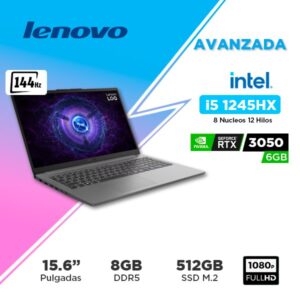 LAPTOP LEVONO LOQ 15IAX9E 15.6" FHD IPS/ I5 12450HX/ RTX3050 6GB / RAM 8GB DDR5 / SSD 512GB / FREEDOS (83LK00ETLM)