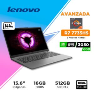 LAPTOP LEVONO LOQ 15ARP10E IA 15.6" FHD IPS 144HZ / R7 7735HS / RTX3050 6GB / RAM 16GB DDR5 / SSD 512GB / FREEDOS (83S0004HLM)