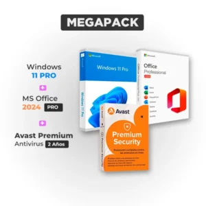 MegaPack Windows 11 Pro + Office 2024 Professional + Antivirus AVAST Premium Security (x2 Años)