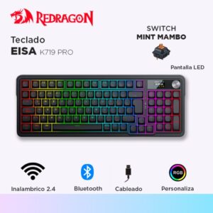 TECLADO REDRAGON EISA K719 PRO INALAMBRICO ESPAÑOL BLACK - MINT MAMBO SWITCK