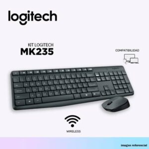 KIT LOGITECH TECLADO + MOUSE MK235 WIRELESS SP BLACK
