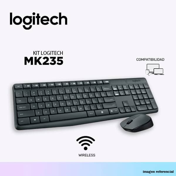KIT LOGITECH TECLADO + MOUSE MK235 WIRELESS SP BLACK