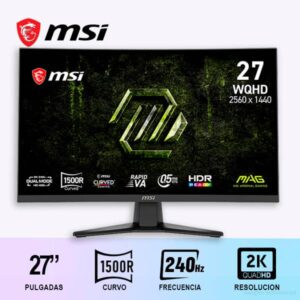 MONITOR GAMER MSI 275CQDF X24 27"/ 2K (WQHD)/ 240HZ/ CURVO