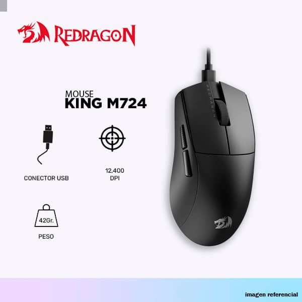 MOUSE REDRAGON KING M724 (1K HZ) BLACK