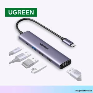 Adaptador HUB USB-C / 5 en 1 / x1 HDMI + x1 USB-C (PD) + x1 USB-A 3.0 + x2 USB-A 2.0 / Revdock UGREEN CM478 - 15495